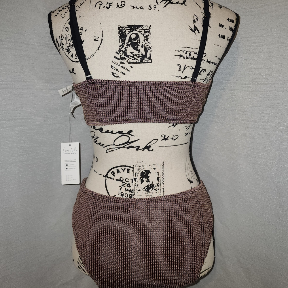 Cupshe Brown Ribbed Knit Bikini Set - Picture 2 of 3